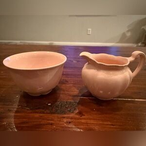 Vintage Johnson Bros England Blush Ironstone Creamer & Sugar Bowl
